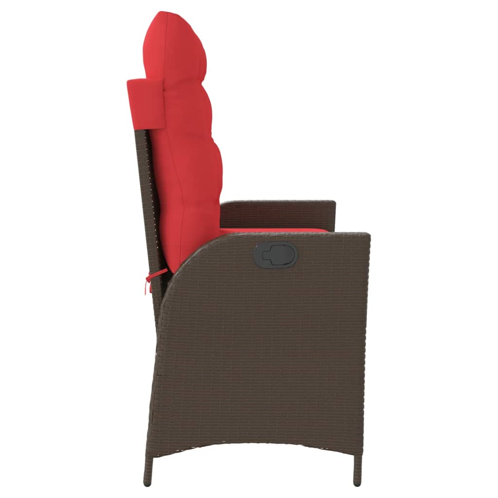 Tuinbankje verstelbaar met kussens poly rattan bruin is nu te koop bij PeponiXL, paradijselijk wonen!