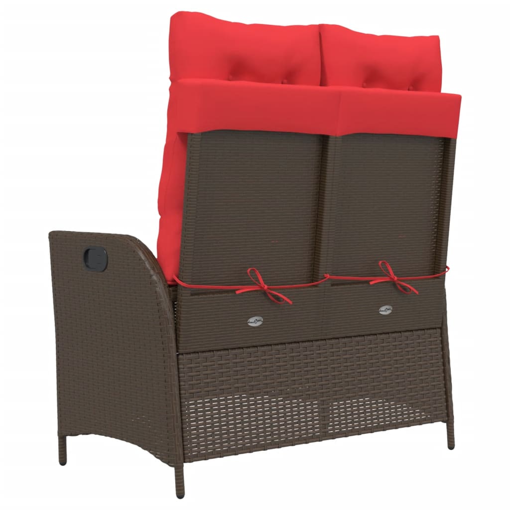 Tuinbankje verstelbaar met kussens poly rattan bruin is nu te koop bij PeponiXL, paradijselijk wonen!