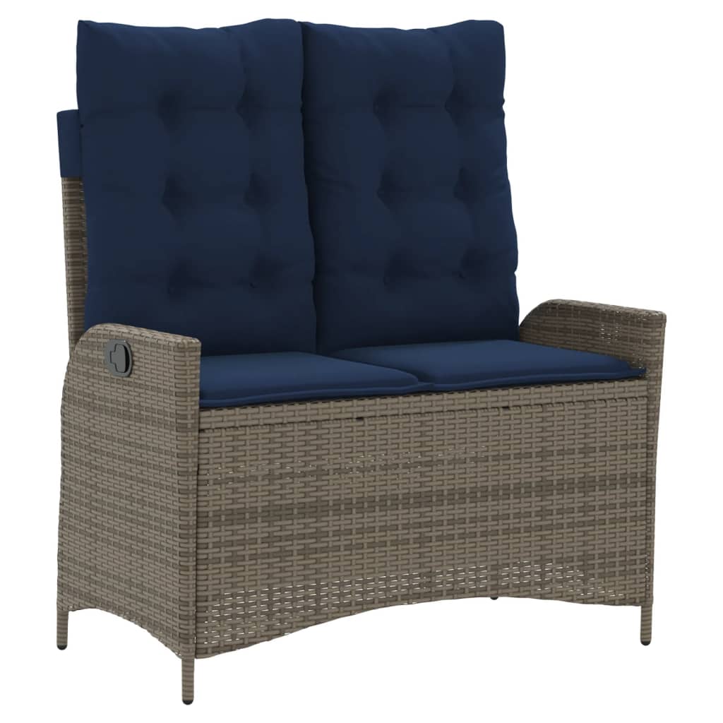 Tuinbankje verstelbaar met kussens poly rattan grijs is nu te koop bij PeponiXL, paradijselijk wonen!