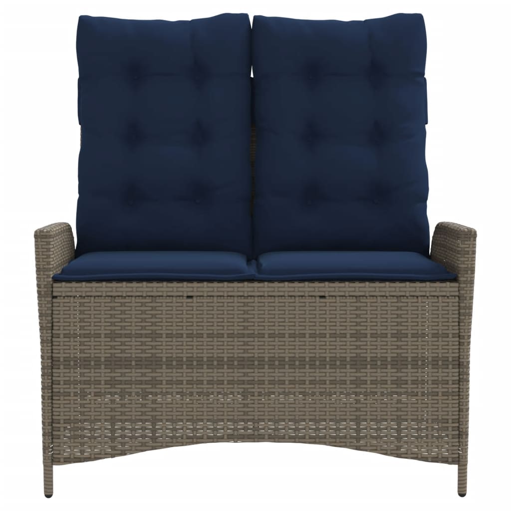 Tuinbankje verstelbaar met kussens poly rattan grijs is nu te koop bij PeponiXL, paradijselijk wonen!