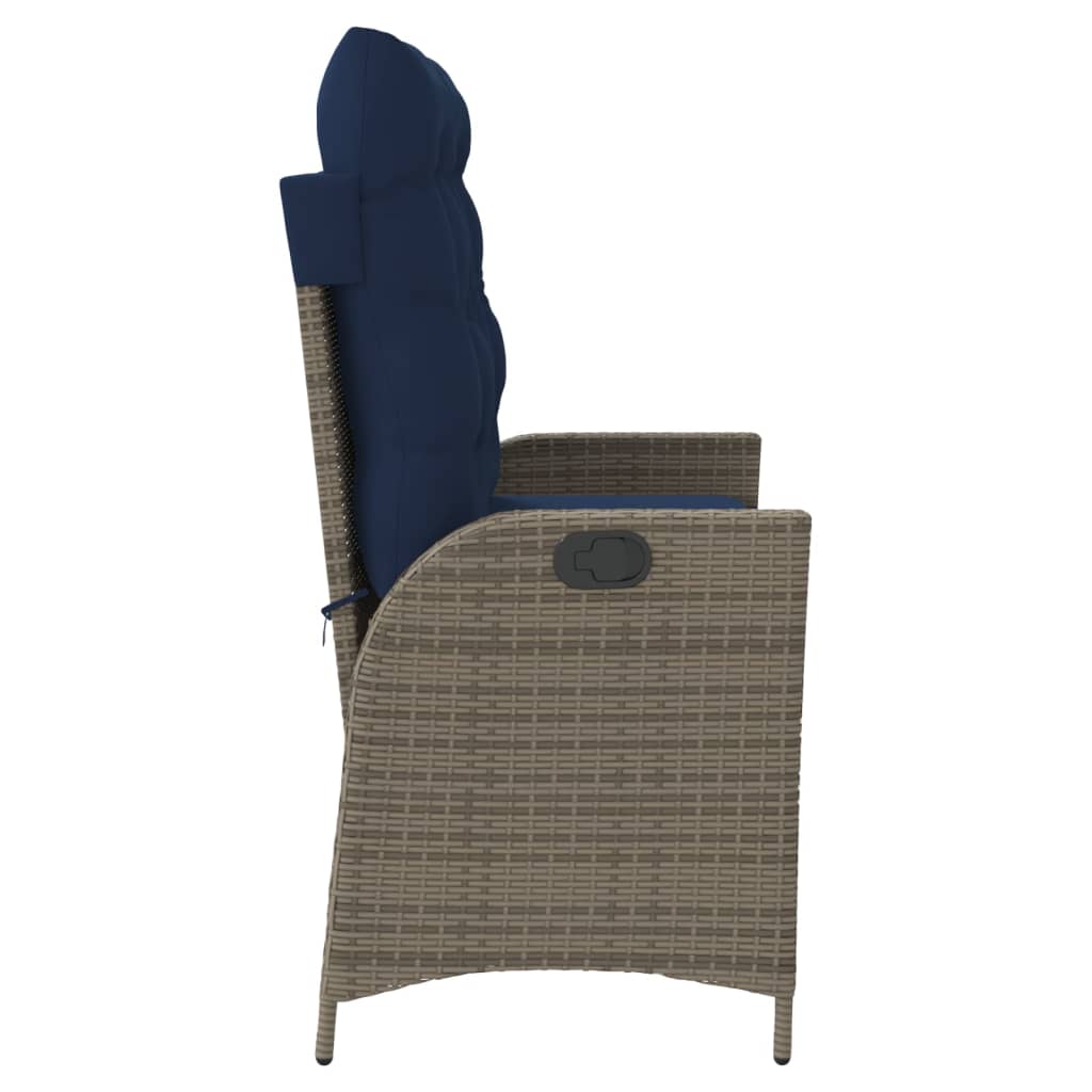 Tuinbankje verstelbaar met kussens poly rattan grijs is nu te koop bij PeponiXL, paradijselijk wonen!