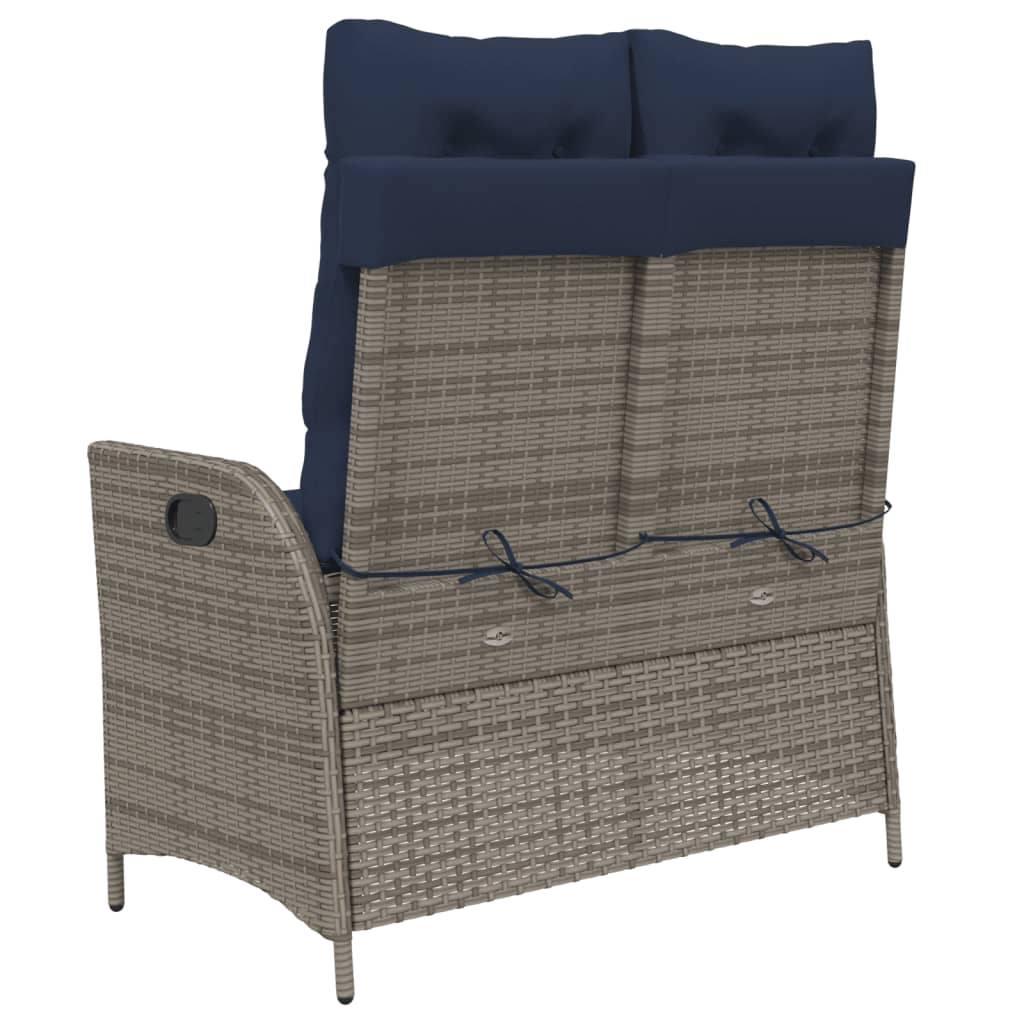 Tuinbankje verstelbaar met kussens poly rattan grijs is nu te koop bij PeponiXL, paradijselijk wonen!