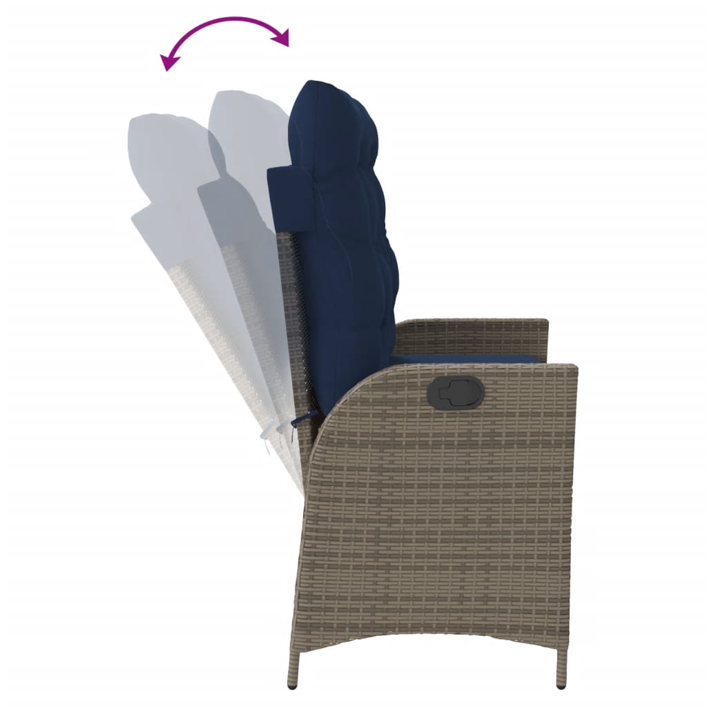 Tuinbankje verstelbaar met kussens poly rattan grijs is nu te koop bij PeponiXL, paradijselijk wonen!