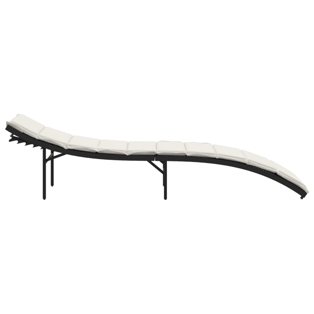 Ligbed met kussen 55x199x50 cm poly rattan zwart is nu te koop bij PeponiXL, paradijselijk wonen!