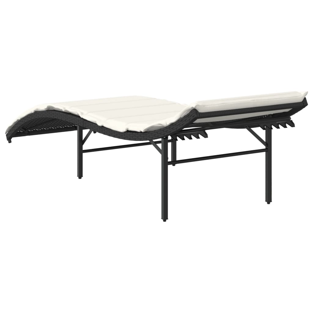 Ligbed met kussen 55x199x50 cm poly rattan zwart is nu te koop bij PeponiXL, paradijselijk wonen!