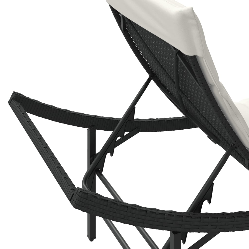 Ligbed met kussen 55x199x50 cm poly rattan zwart is nu te koop bij PeponiXL, paradijselijk wonen!