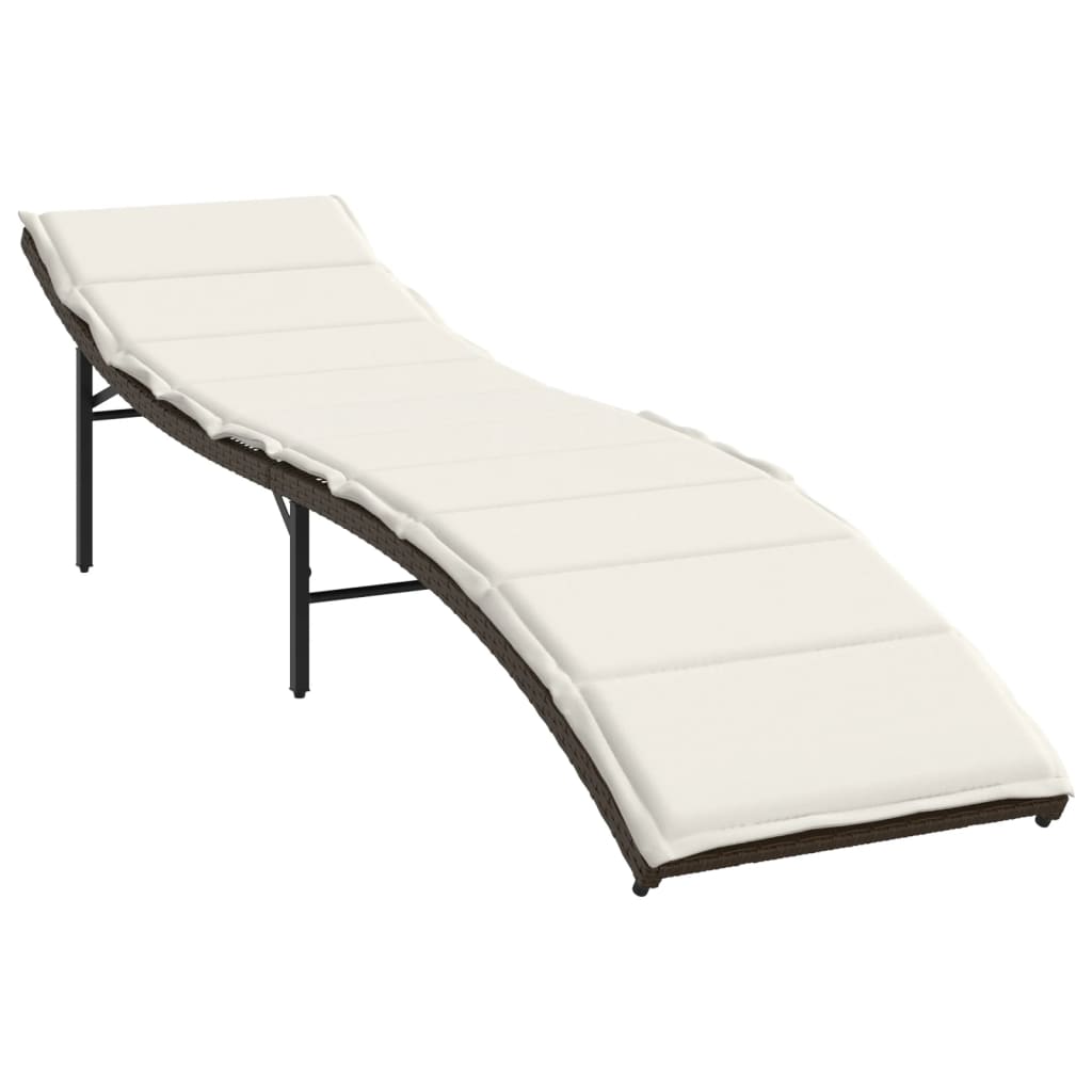 Ligbed met kussen 55x199x50 cm poly rattan bruin is nu te koop bij PeponiXL, paradijselijk wonen!