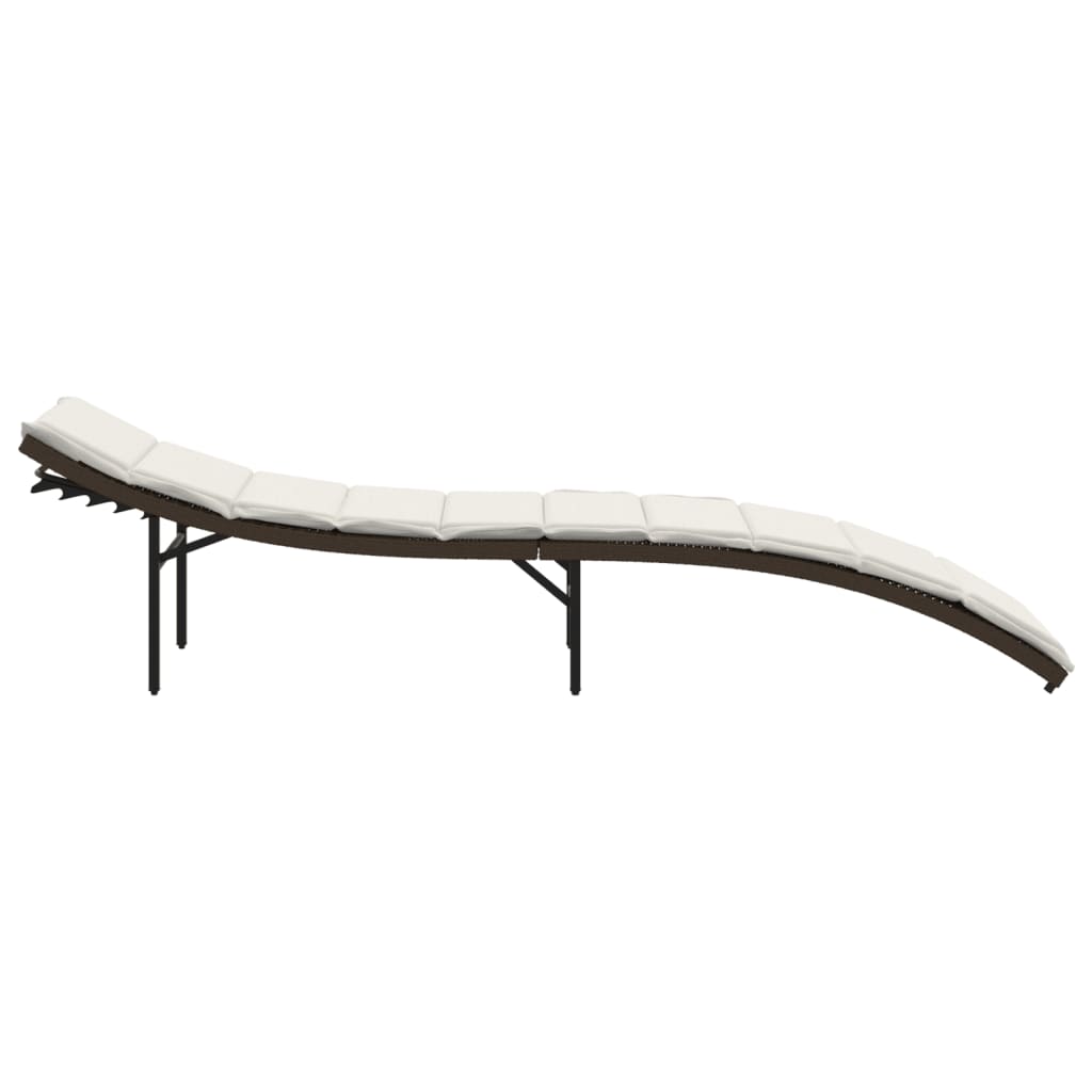 Ligbed met kussen 55x199x50 cm poly rattan bruin is nu te koop bij PeponiXL, paradijselijk wonen!