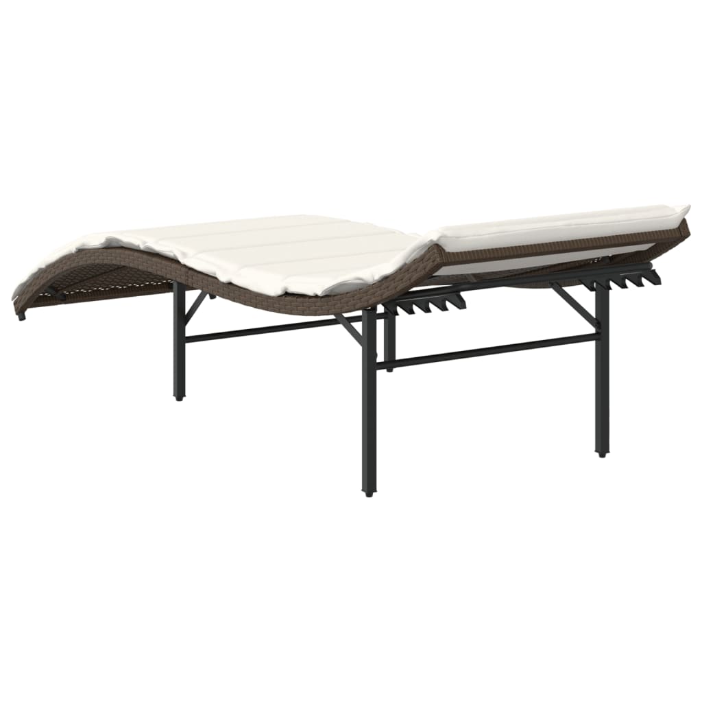 Ligbed met kussen 55x199x50 cm poly rattan bruin is nu te koop bij PeponiXL, paradijselijk wonen!