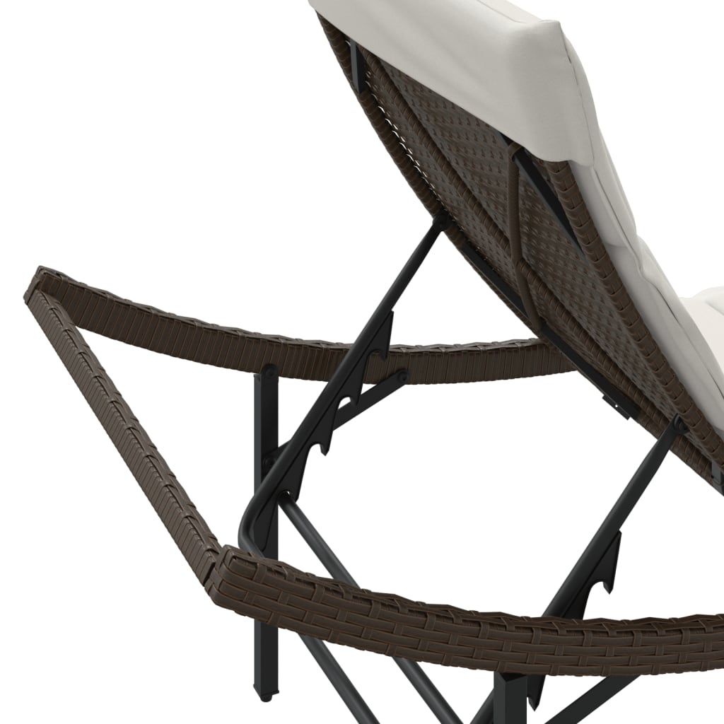 Ligbed met kussen 55x199x50 cm poly rattan bruin is nu te koop bij PeponiXL, paradijselijk wonen!