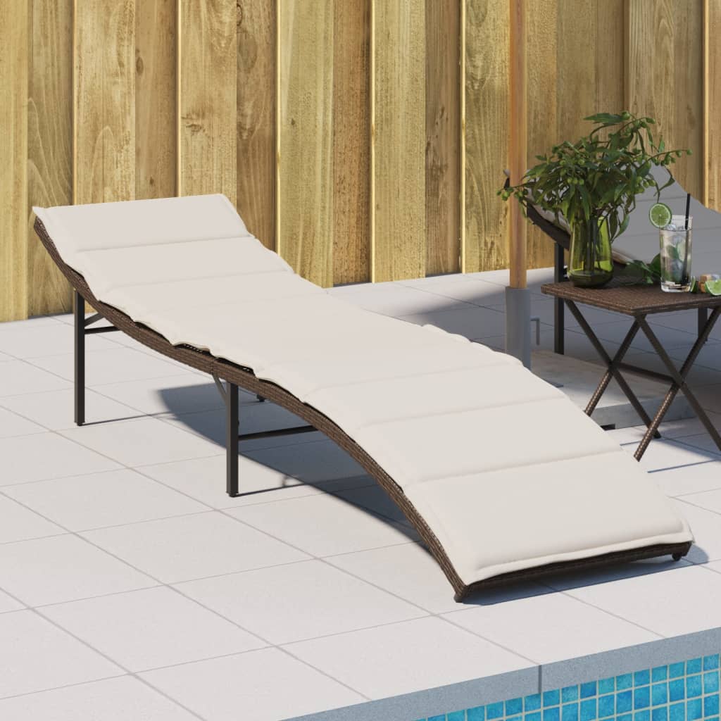 Ligbed met kussen 55x199x50 cm poly rattan bruin is nu te koop bij PeponiXL, paradijselijk wonen!