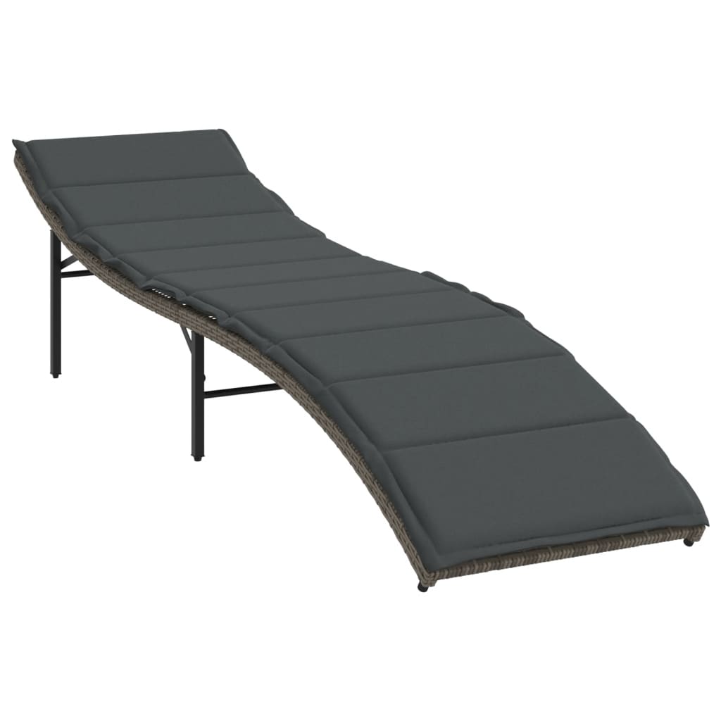 Ligbed met kussen 55x199x50 cm poly rattan grijs is nu te koop bij PeponiXL, paradijselijk wonen!