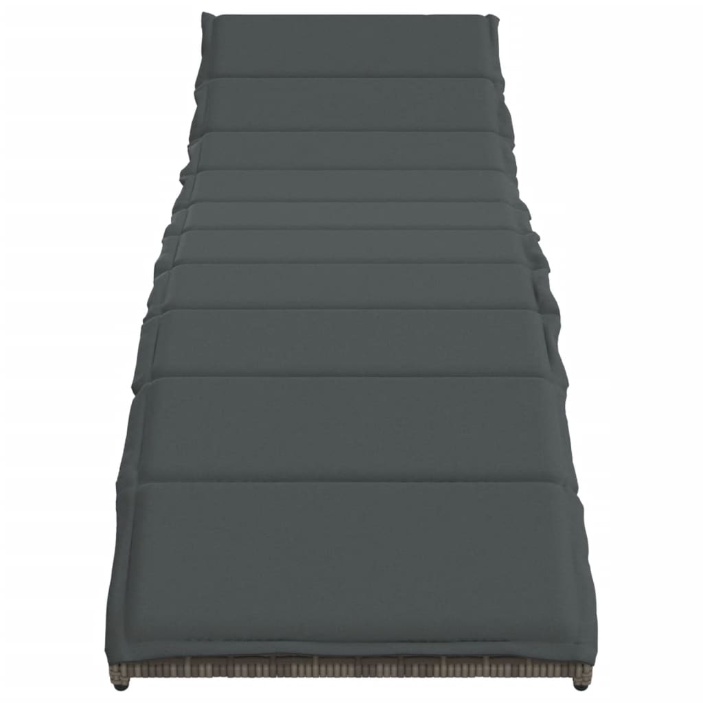 Ligbed met kussen 55x199x50 cm poly rattan grijs is nu te koop bij PeponiXL, paradijselijk wonen!