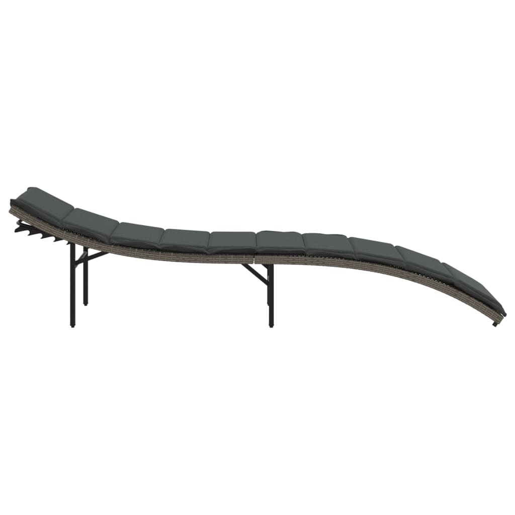 Ligbed met kussen 55x199x50 cm poly rattan grijs is nu te koop bij PeponiXL, paradijselijk wonen!