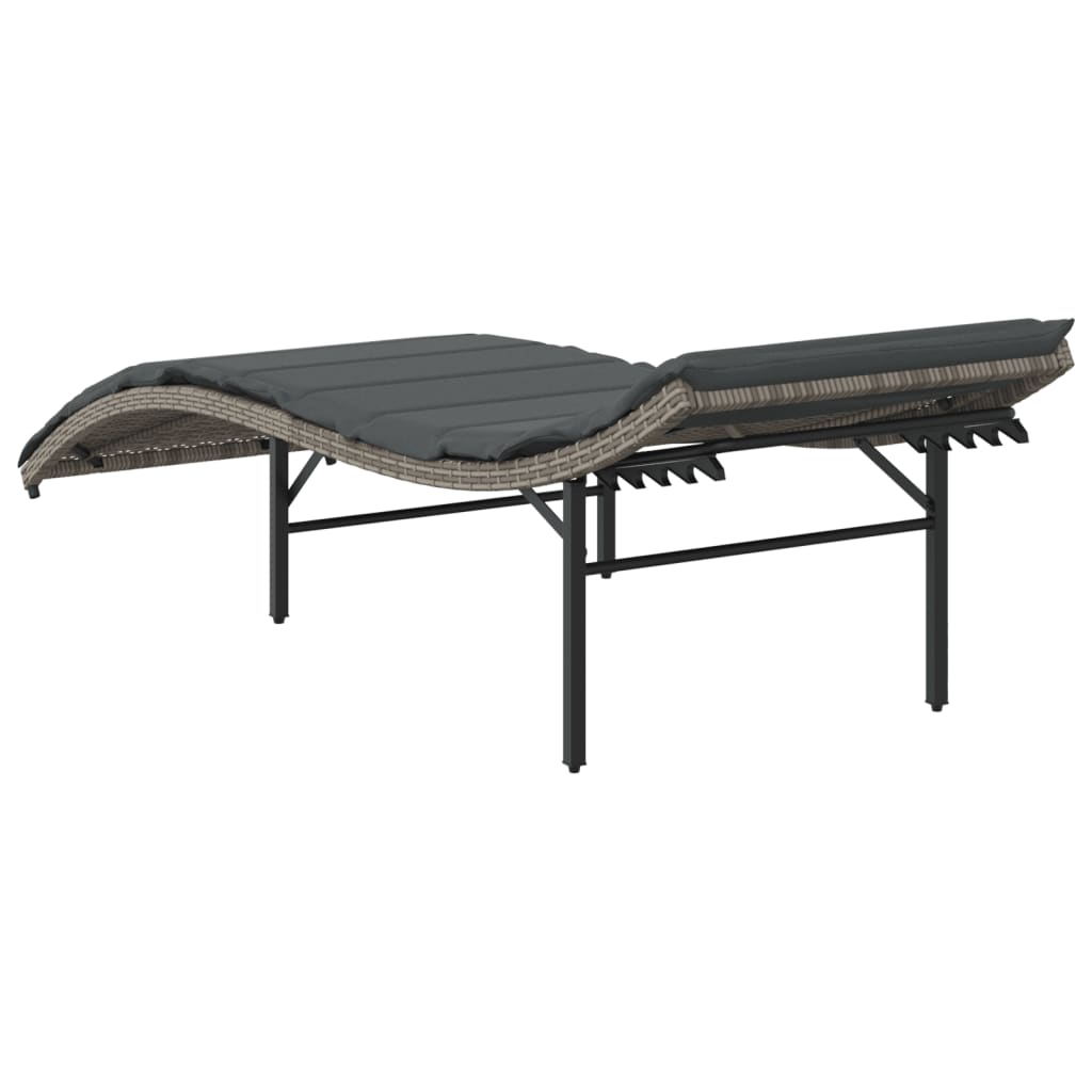Ligbed met kussen 55x199x50 cm poly rattan grijs is nu te koop bij PeponiXL, paradijselijk wonen!