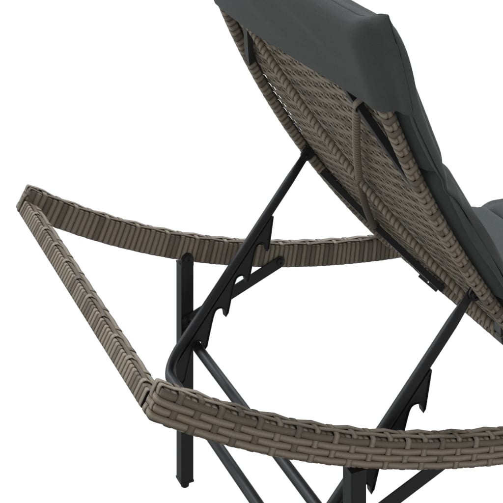 Ligbed met kussen 55x199x50 cm poly rattan grijs is nu te koop bij PeponiXL, paradijselijk wonen!