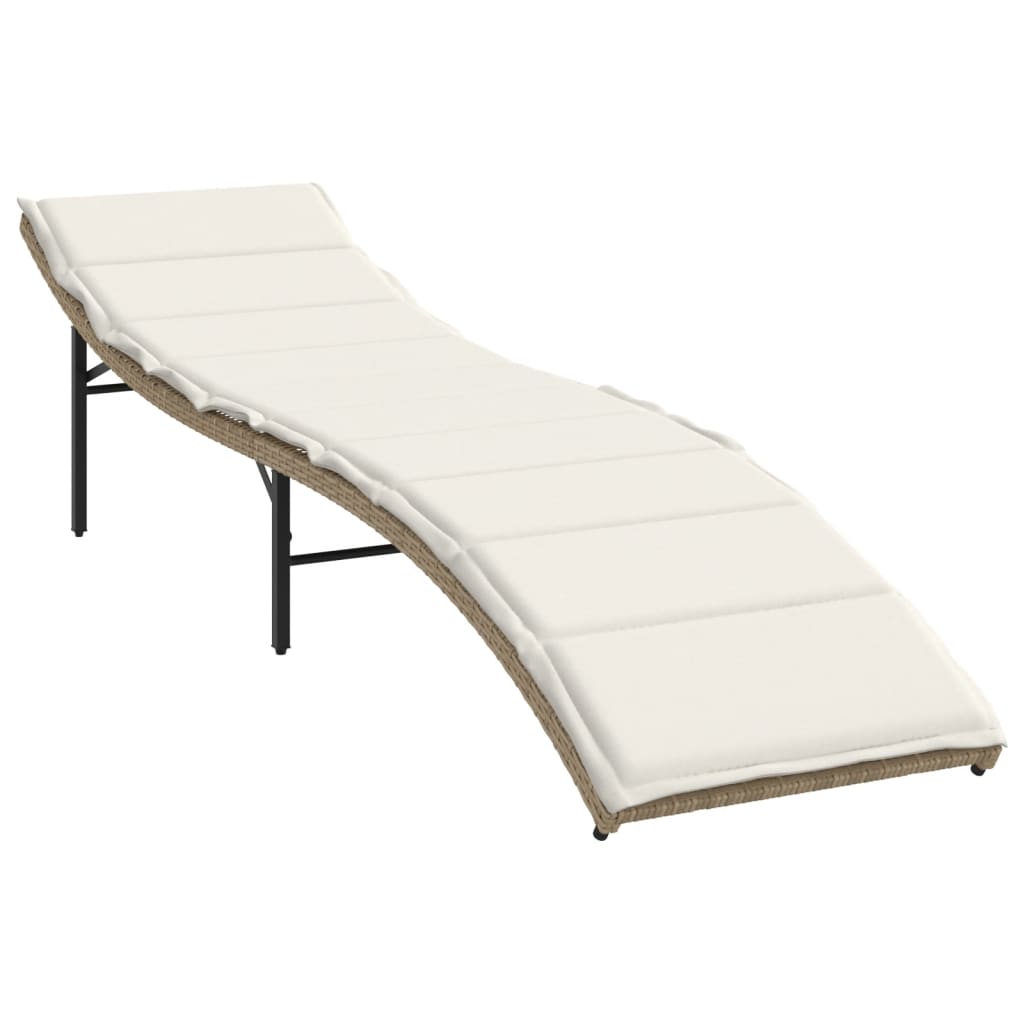 Ligbed met kussen 55x199x50 cm poly rattan beige is nu te koop bij PeponiXL, paradijselijk wonen!