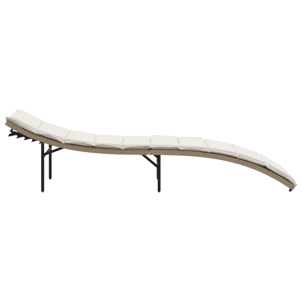 Ligbed met kussen 55x199x50 cm poly rattan beige is nu te koop bij PeponiXL, paradijselijk wonen!