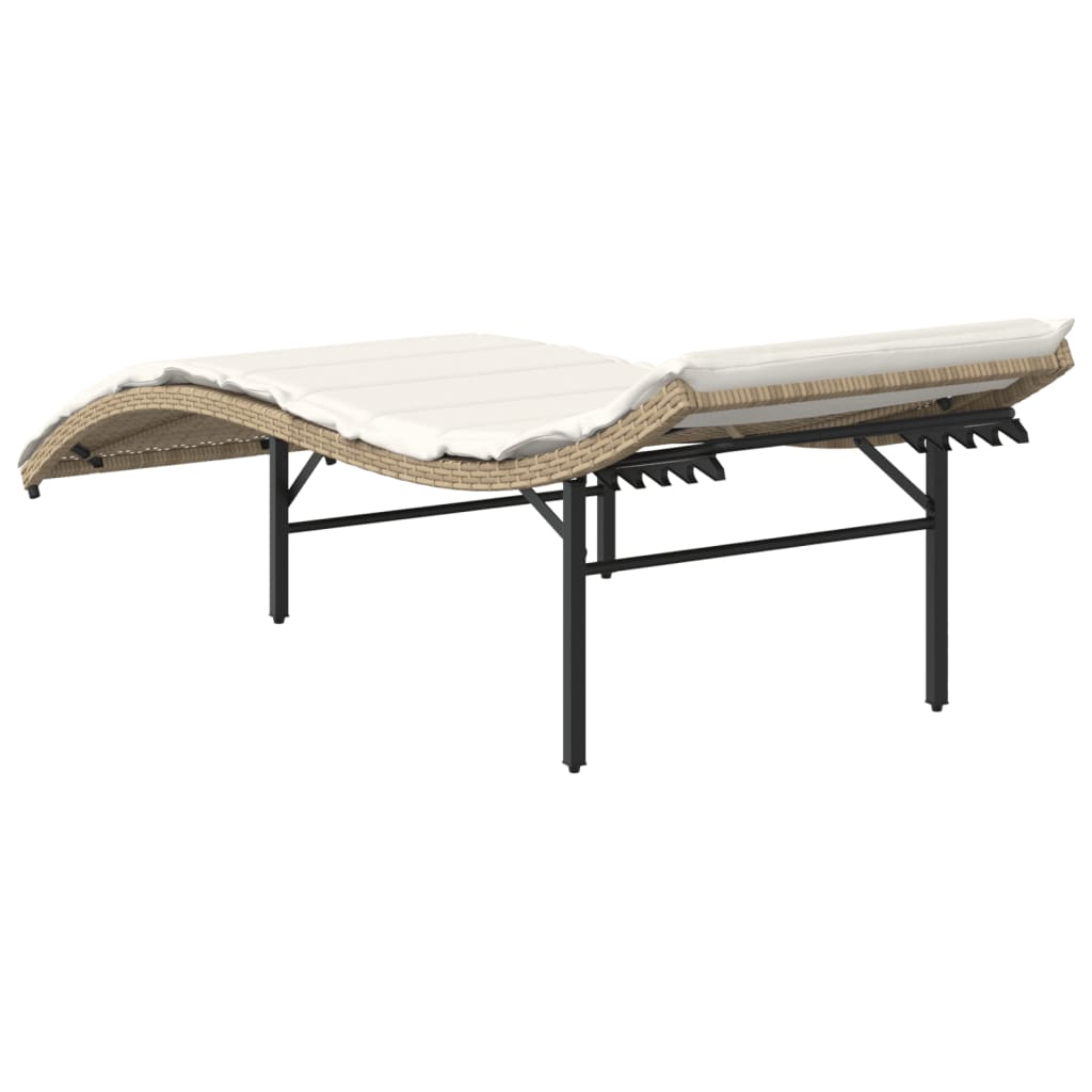 Ligbed met kussen 55x199x50 cm poly rattan beige is nu te koop bij PeponiXL, paradijselijk wonen!