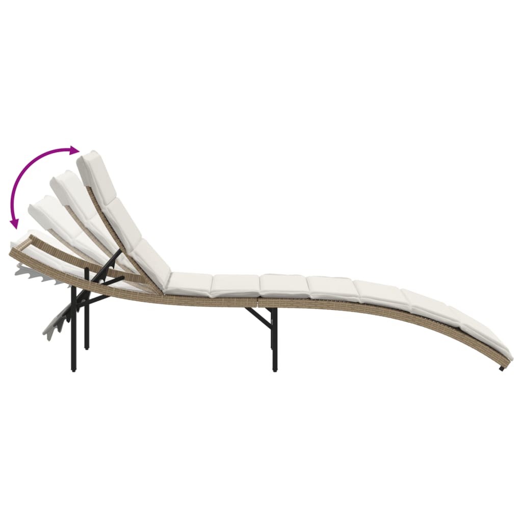 Ligbed met kussen 55x199x50 cm poly rattan beige is nu te koop bij PeponiXL, paradijselijk wonen!