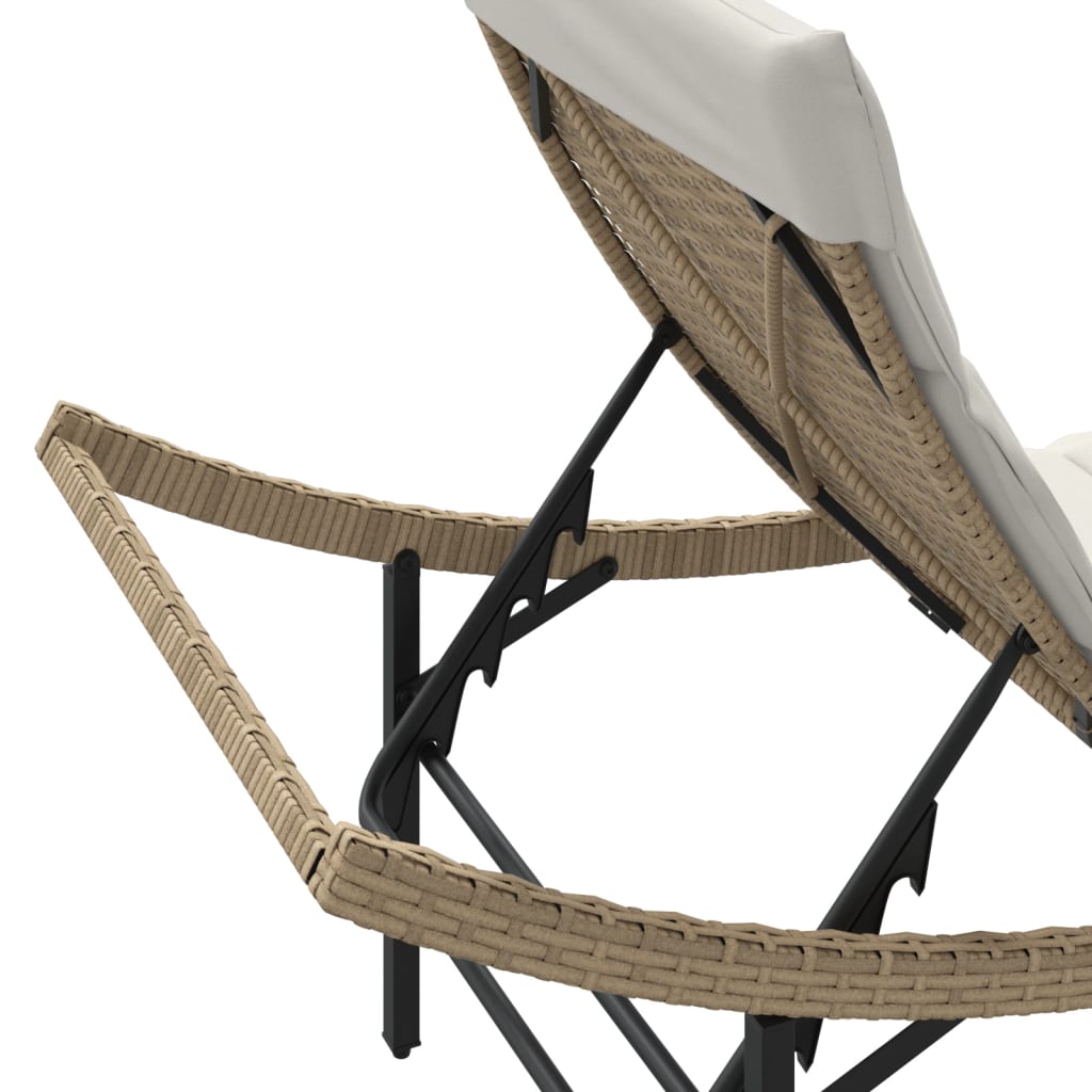 Ligbed met kussen 55x199x50 cm poly rattan beige is nu te koop bij PeponiXL, paradijselijk wonen!