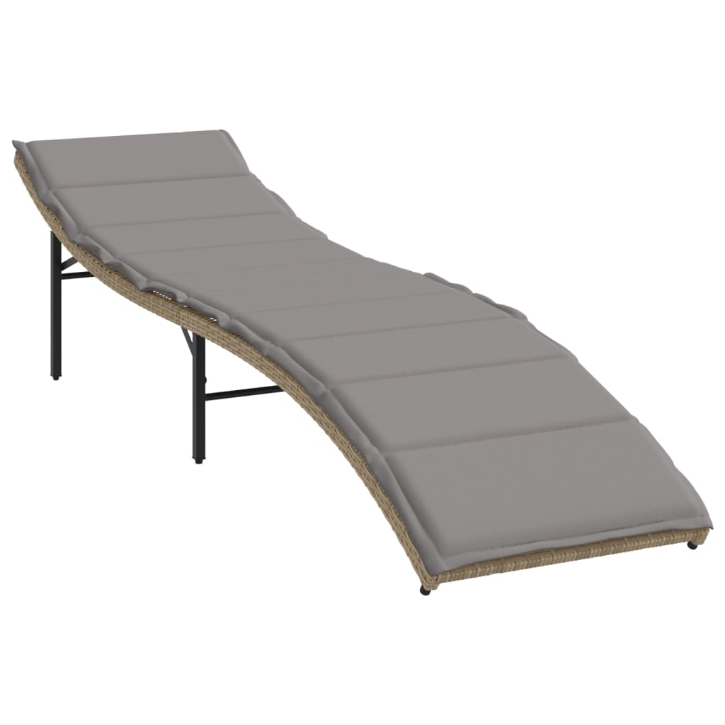 Ligbed met kussen 55x199x50 cm poly rattan beige is nu te koop bij PeponiXL, paradijselijk wonen!