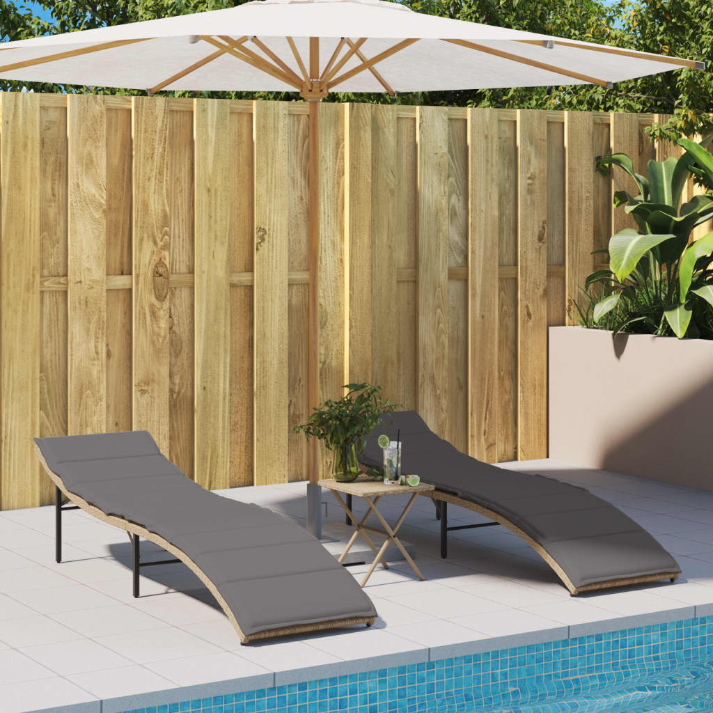 Ligbed met kussen 55x199x50 cm poly rattan beige is nu te koop bij PeponiXL, paradijselijk wonen!