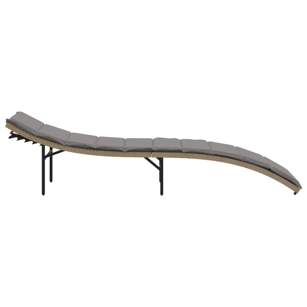 Ligbed met kussen 55x199x50 cm poly rattan beige is nu te koop bij PeponiXL, paradijselijk wonen!
