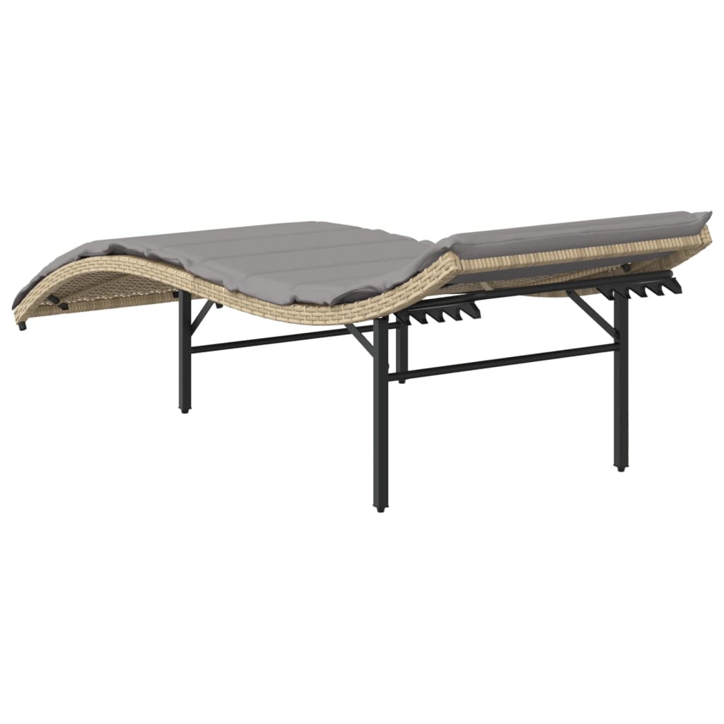 Ligbed met kussen 55x199x50 cm poly rattan beige is nu te koop bij PeponiXL, paradijselijk wonen!