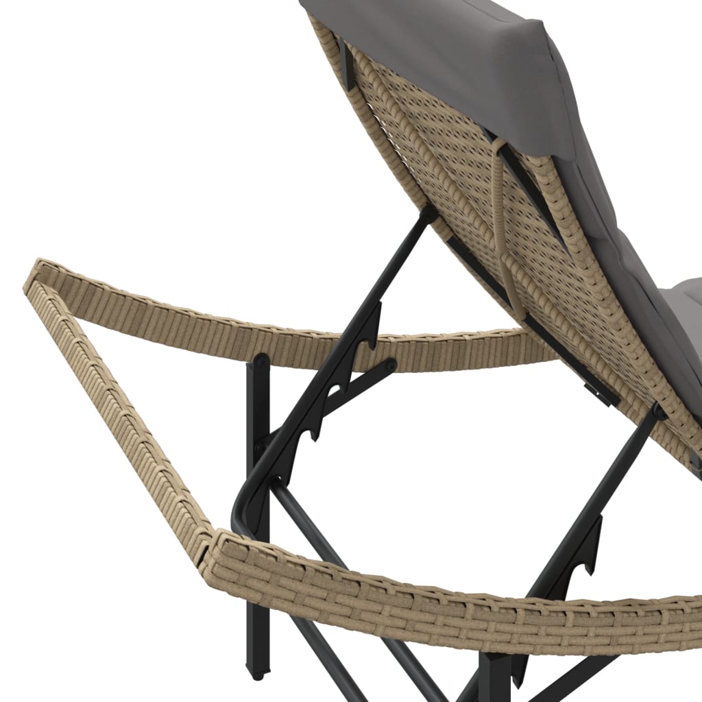 Ligbed met kussen 55x199x50 cm poly rattan beige is nu te koop bij PeponiXL, paradijselijk wonen!