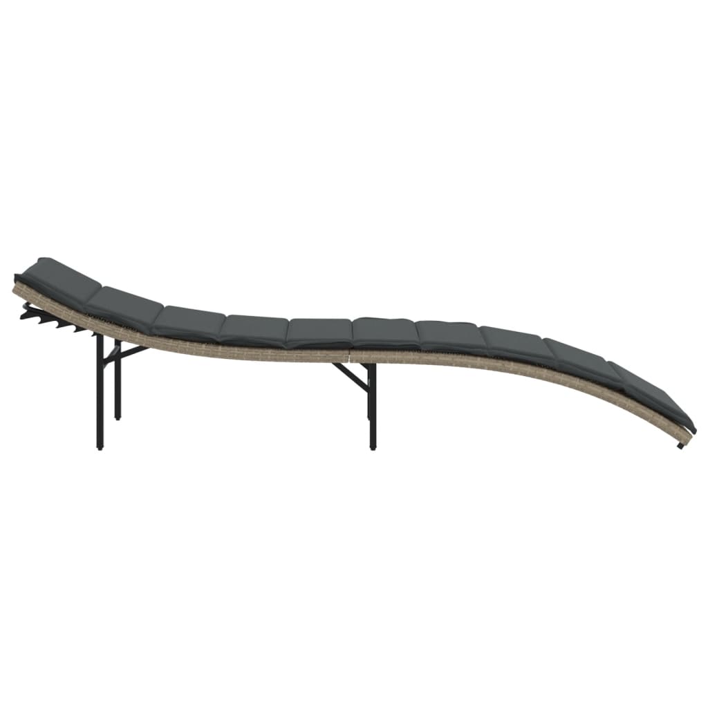 Ligbed met kussen 55x199x50 cm poly rattan lichtgrijs is nu te koop bij PeponiXL, paradijselijk wonen!