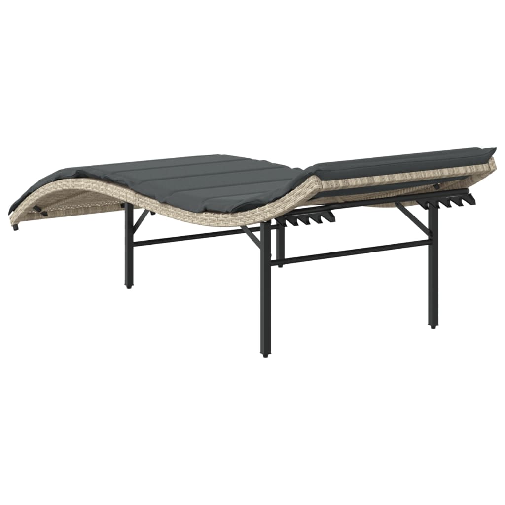 Ligbed met kussen 55x199x50 cm poly rattan lichtgrijs is nu te koop bij PeponiXL, paradijselijk wonen!