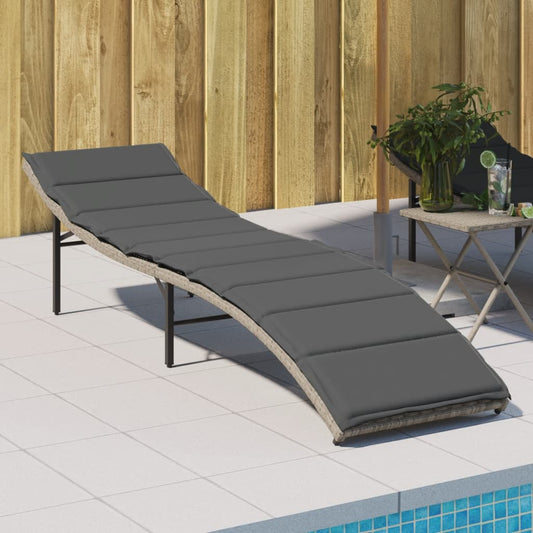 Ligbed met kussen 55x199x50 cm poly rattan lichtgrijs is nu te koop bij PeponiXL, paradijselijk wonen!