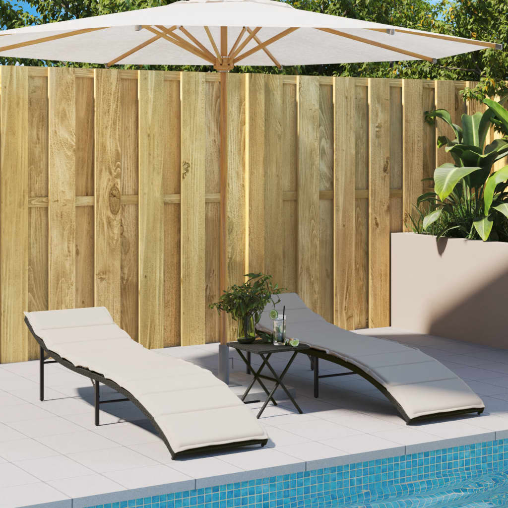 Ligbedden 2 st met tafel poly rattan zwart is nu te koop bij PeponiXL, paradijselijk wonen!