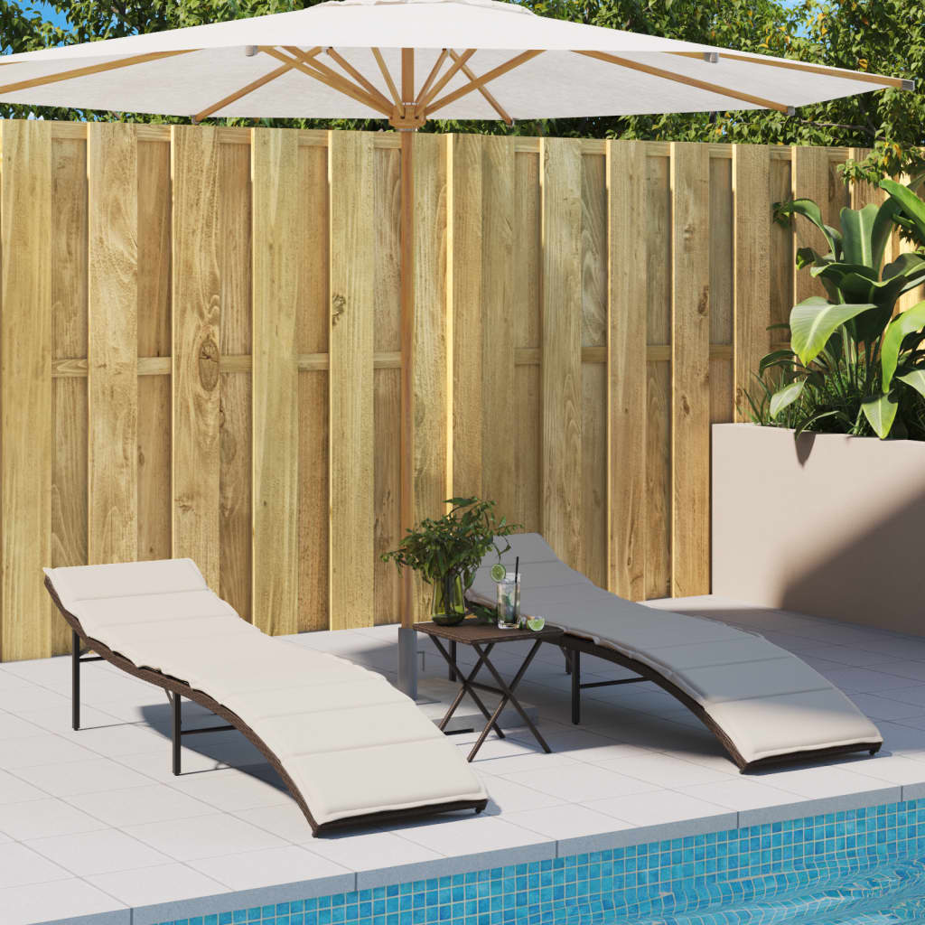 Ligstoelen 2 st met tafel poly rattan bruin is nu te koop bij PeponiXL, paradijselijk wonen!