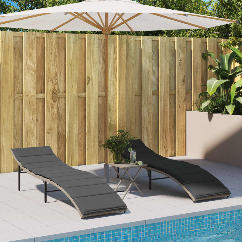 Ligbedden 2 st met tafel poly rattan lichtgrijs is nu te koop bij PeponiXL, paradijselijk wonen!