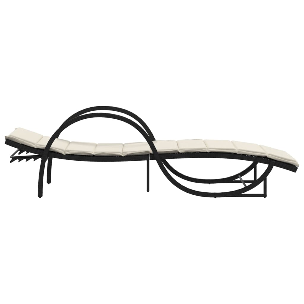 Ligbed met kussen 60x199x42 cm poly rattan zwart is nu te koop bij PeponiXL, paradijselijk wonen!