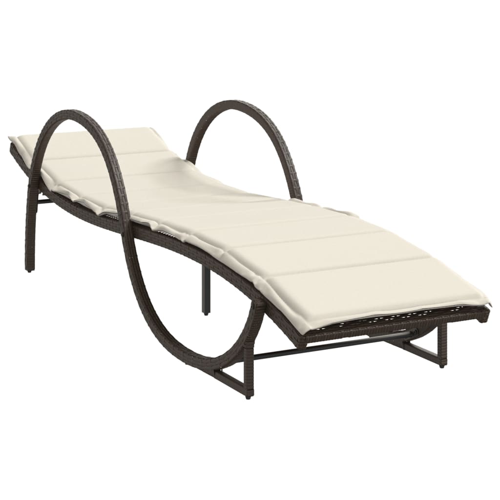 Ligbed met kussen 60x199x42 cm poly rattan bruin is nu te koop bij PeponiXL, paradijselijk wonen!