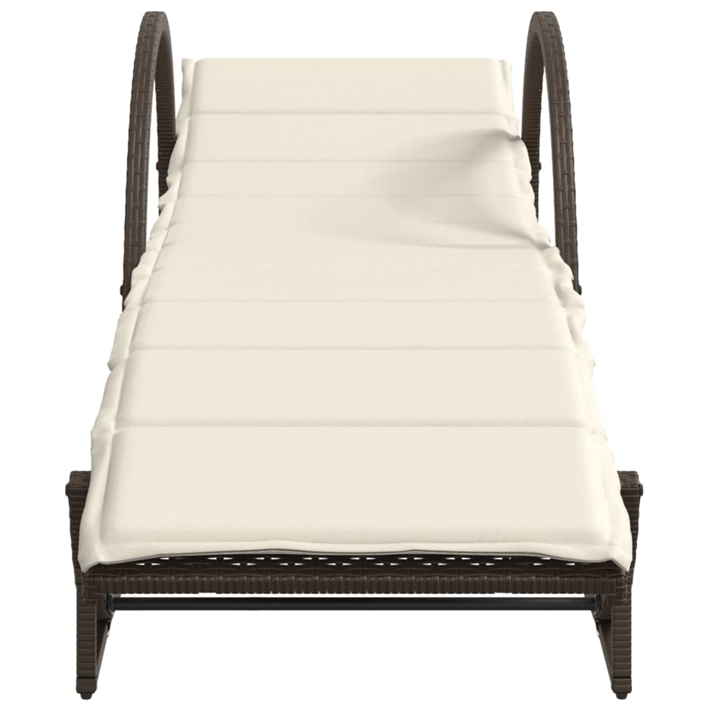 Ligbed met kussen 60x199x42 cm poly rattan bruin is nu te koop bij PeponiXL, paradijselijk wonen!