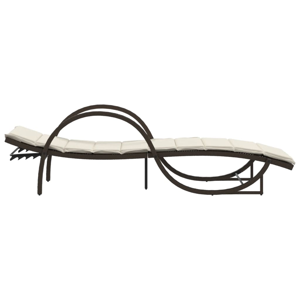Ligbed met kussen 60x199x42 cm poly rattan bruin is nu te koop bij PeponiXL, paradijselijk wonen!