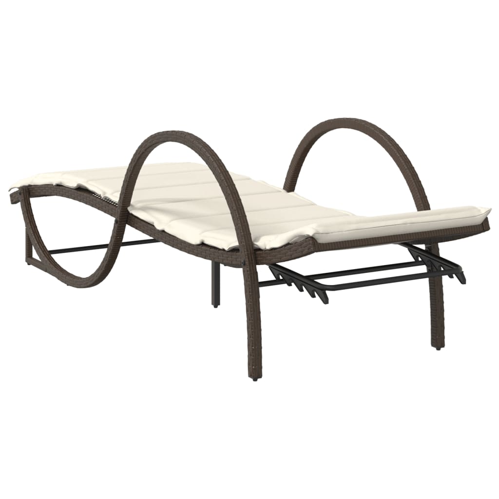 Ligbed met kussen 60x199x42 cm poly rattan bruin is nu te koop bij PeponiXL, paradijselijk wonen!
