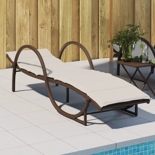 Ligbed met kussen 60x199x42 cm poly rattan bruin is nu te koop bij PeponiXL, paradijselijk wonen!