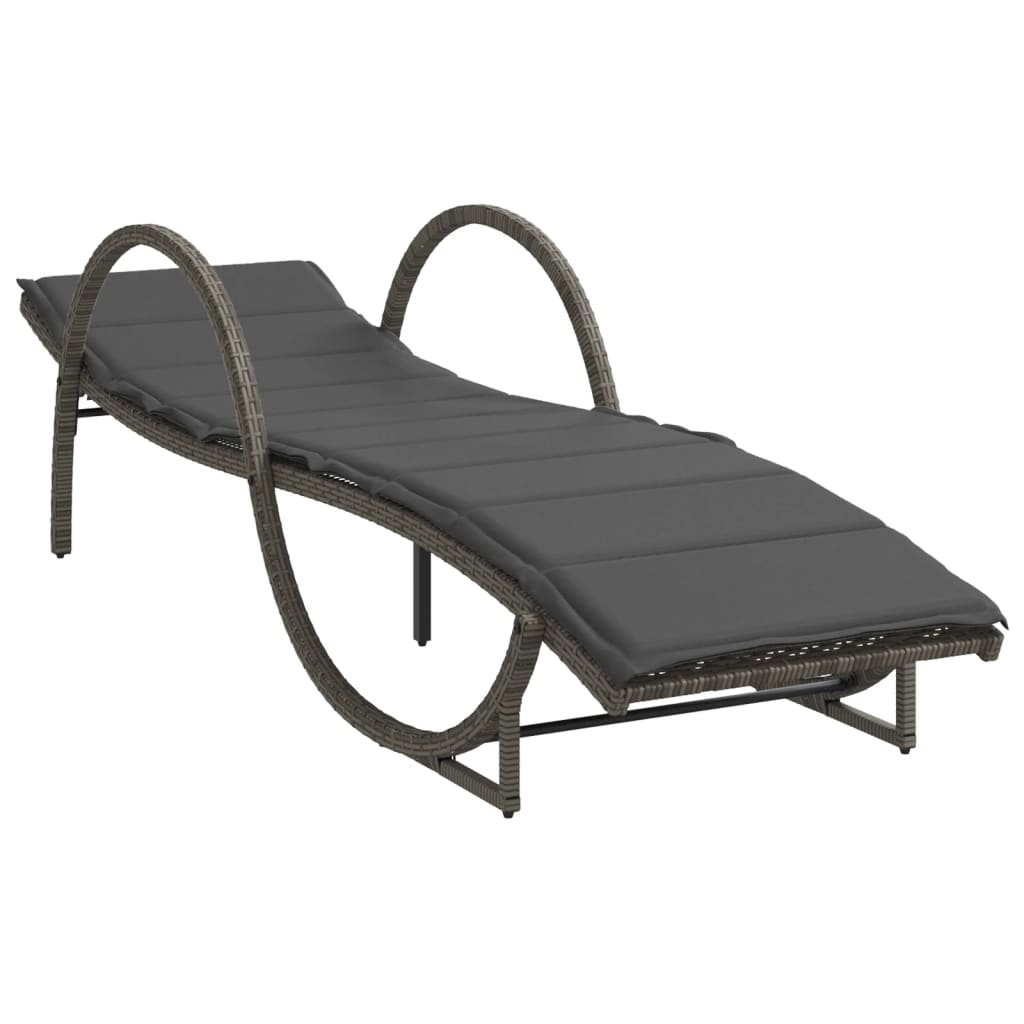 Ligbed met kussen 60x199x42 cm poly rattan grijs is nu te koop bij PeponiXL, paradijselijk wonen!