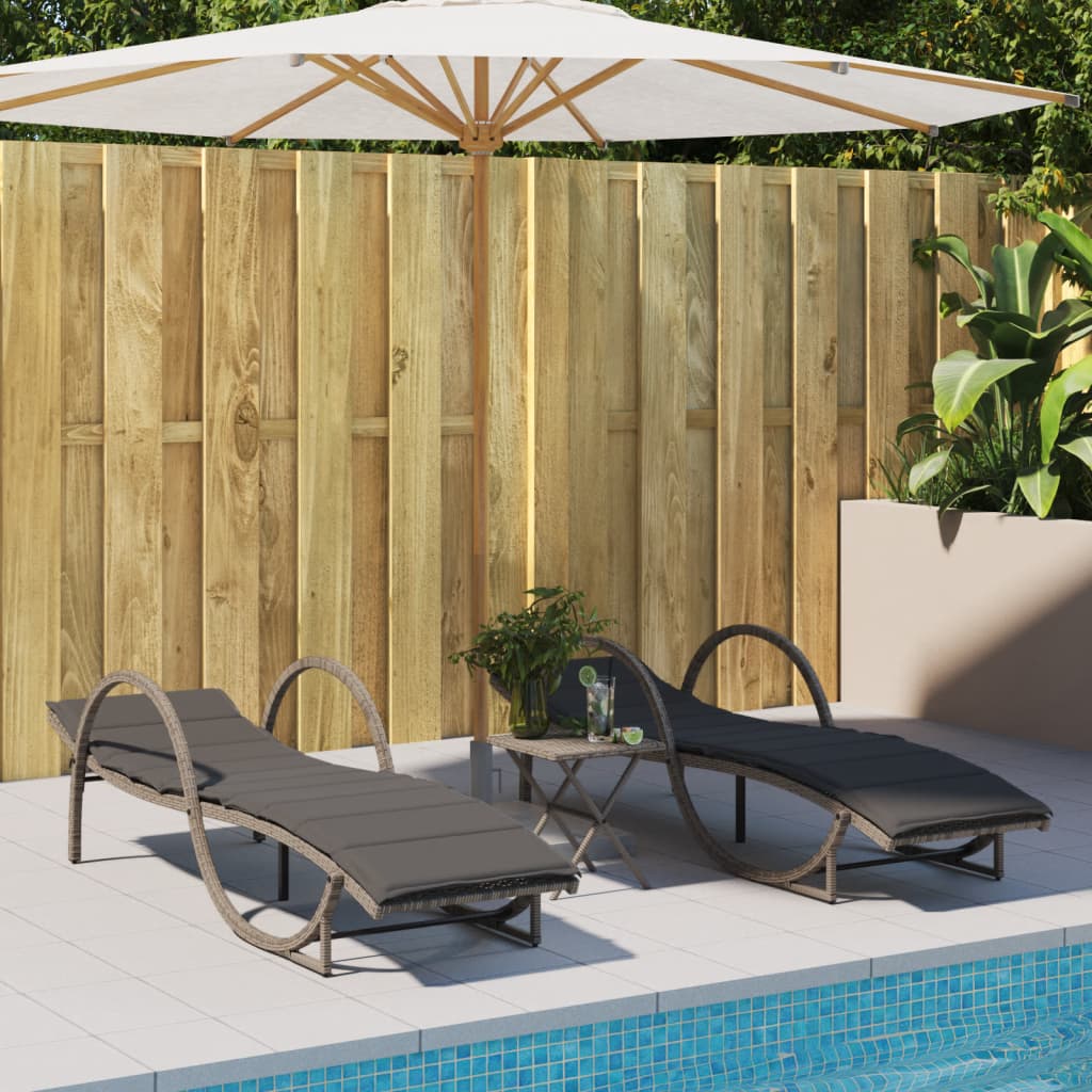 Ligbed met kussen 60x199x42 cm poly rattan grijs is nu te koop bij PeponiXL, paradijselijk wonen!
