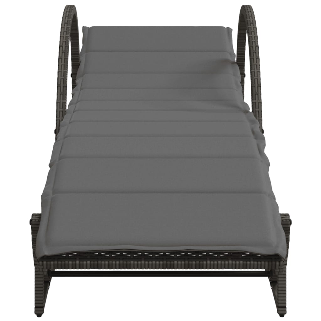 Ligbed met kussen 60x199x42 cm poly rattan grijs is nu te koop bij PeponiXL, paradijselijk wonen!