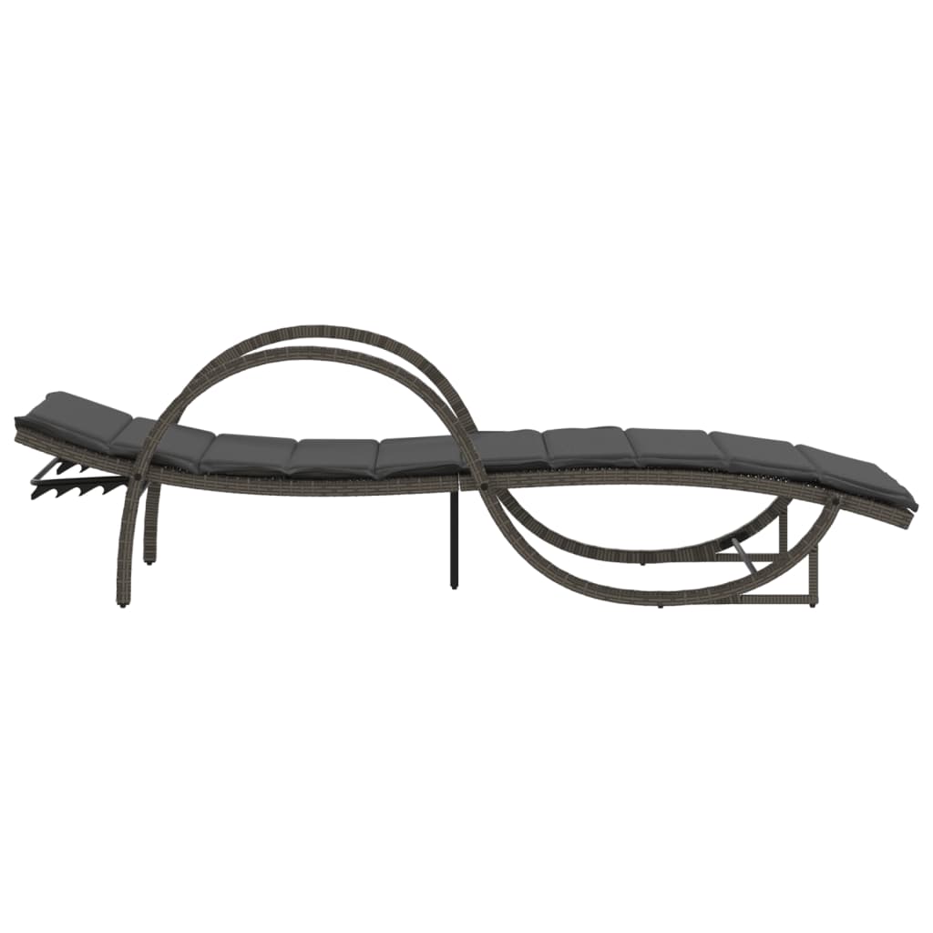 Ligbed met kussen 60x199x42 cm poly rattan grijs is nu te koop bij PeponiXL, paradijselijk wonen!