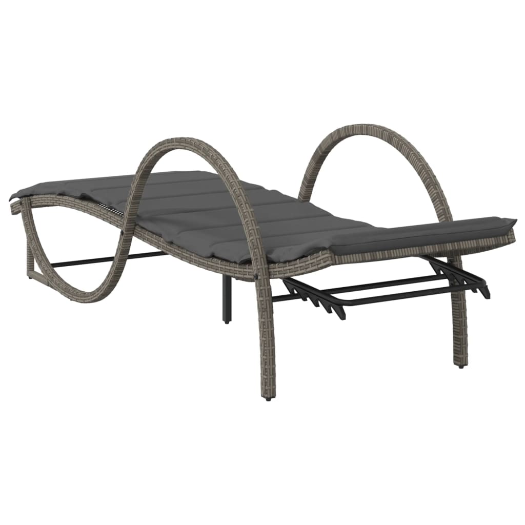 Ligbed met kussen 60x199x42 cm poly rattan grijs is nu te koop bij PeponiXL, paradijselijk wonen!
