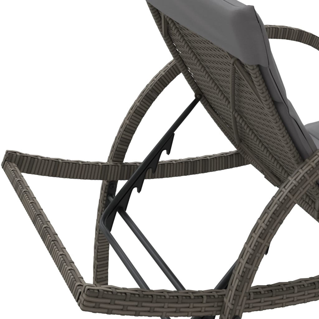 Ligbed met kussen 60x199x42 cm poly rattan grijs is nu te koop bij PeponiXL, paradijselijk wonen!