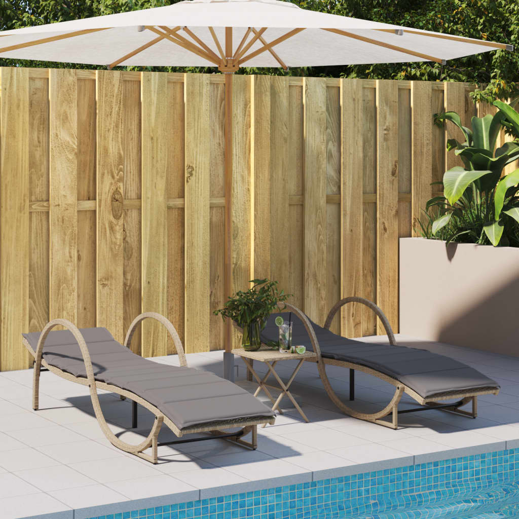 Ligbed met kussen 60x199x42 cm poly rattan beige is nu te koop bij PeponiXL, paradijselijk wonen!