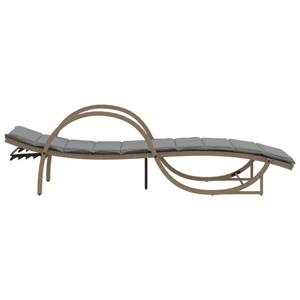 Ligbed met kussen 60x199x42 cm poly rattan beige is nu te koop bij PeponiXL, paradijselijk wonen!